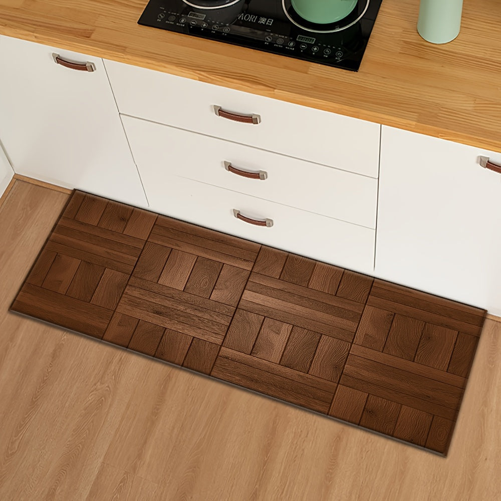 Qorong‘u yog‘och yog‘ochli kirish matosi, so‘riladigan uzun chiziqli, sirpanmaydigan pol matosi