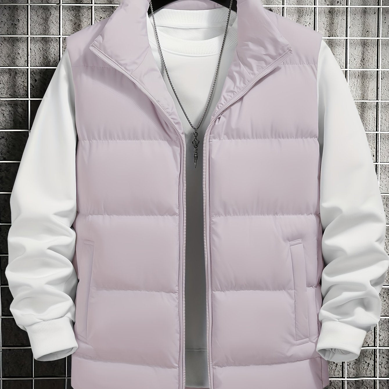 Men's Casual Stand Collar Vest Polyester Woven Sleeveless Fall Winter Outerwear