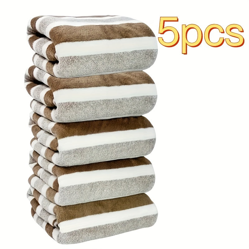 Coral Fleece Towel Set 5 Pieces Quick-Drying Soft Bathroom Hand Towels 34.8 x 74.93 cm