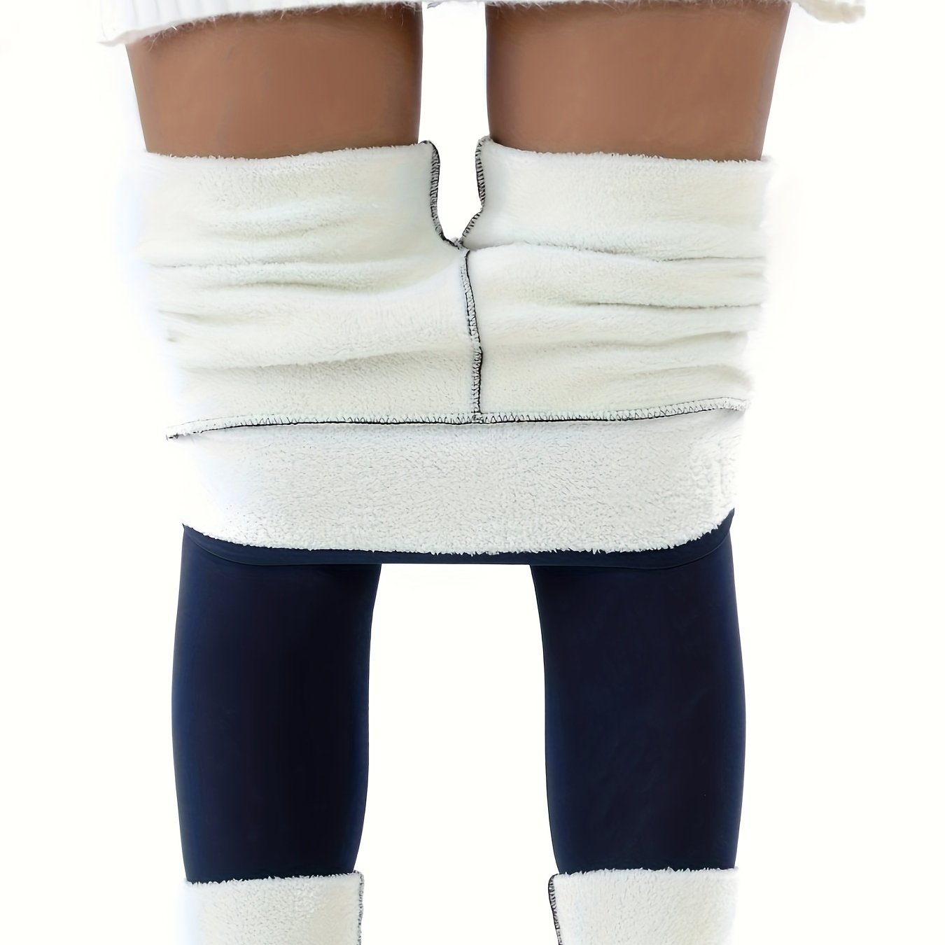 Leggings térmicos con forro de felpa para mujer, de cintura alta, ajuste ajustado, ropa de exterior de invierno