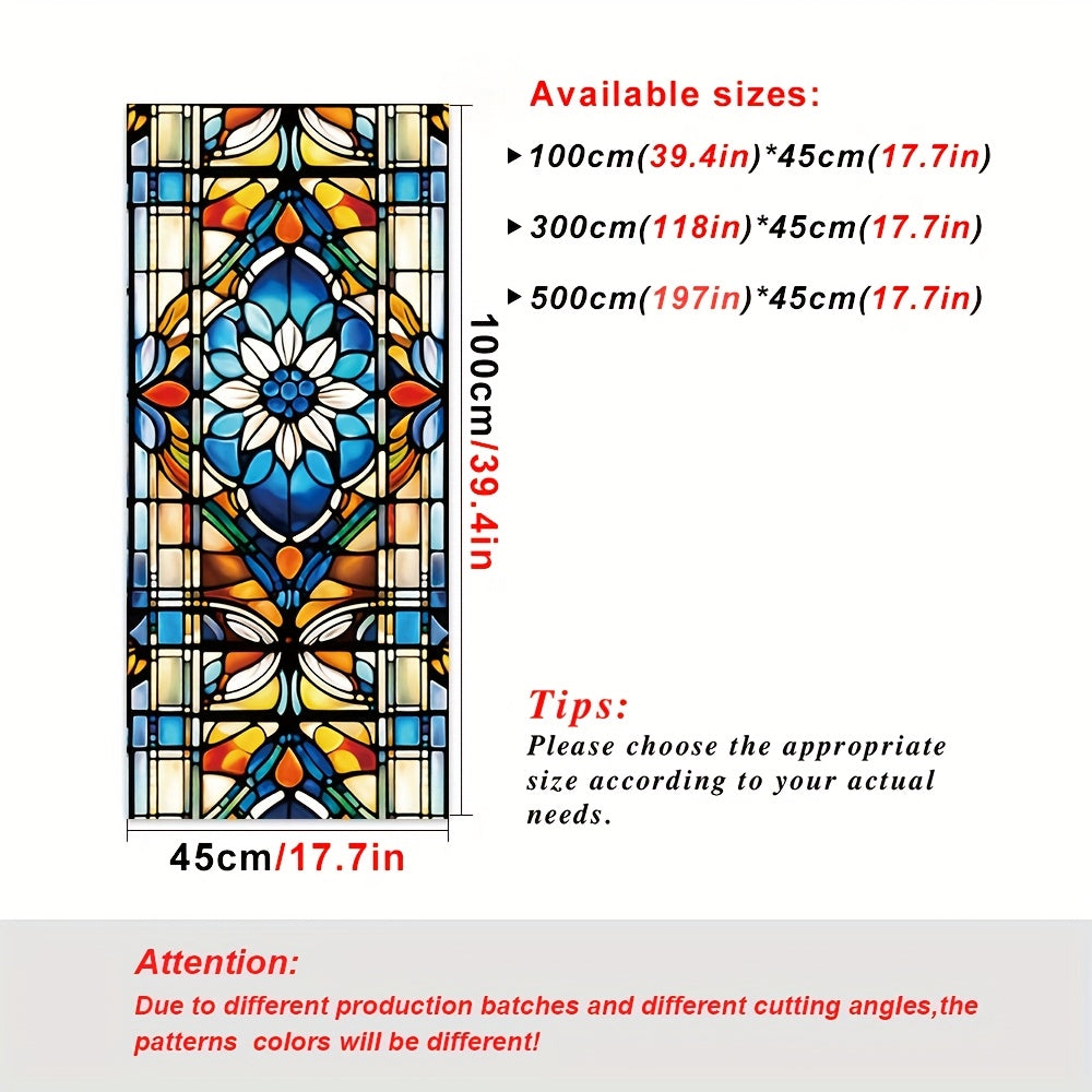 Rose Flower Privacy Window Film UV Sun Protection Heat Insulation Non-Adhesive PVC