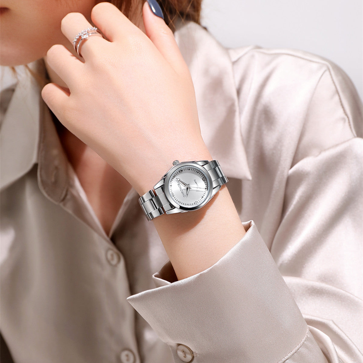 Women's Stainless Steel Watch with Calendar and Luminous Dial