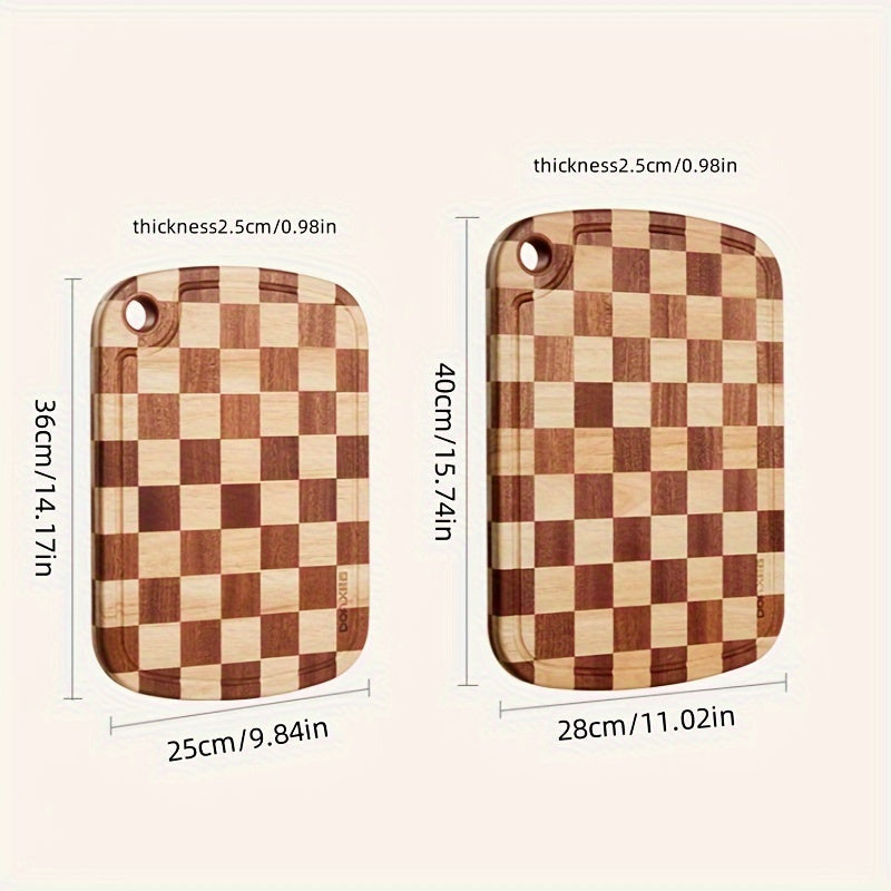 Доска для нарезки из грушевого дерева с шахматным узором для мяса, сыра, хлеба и овощей