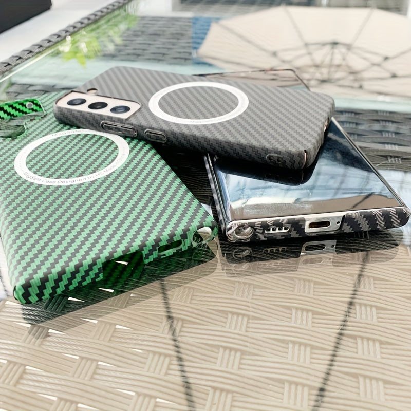 Ultra Slim Carbon Fiber Texture Phone Case for Galaxy S22 Ultra S23 Ultra S24 Ultra with Matte Ring Armor