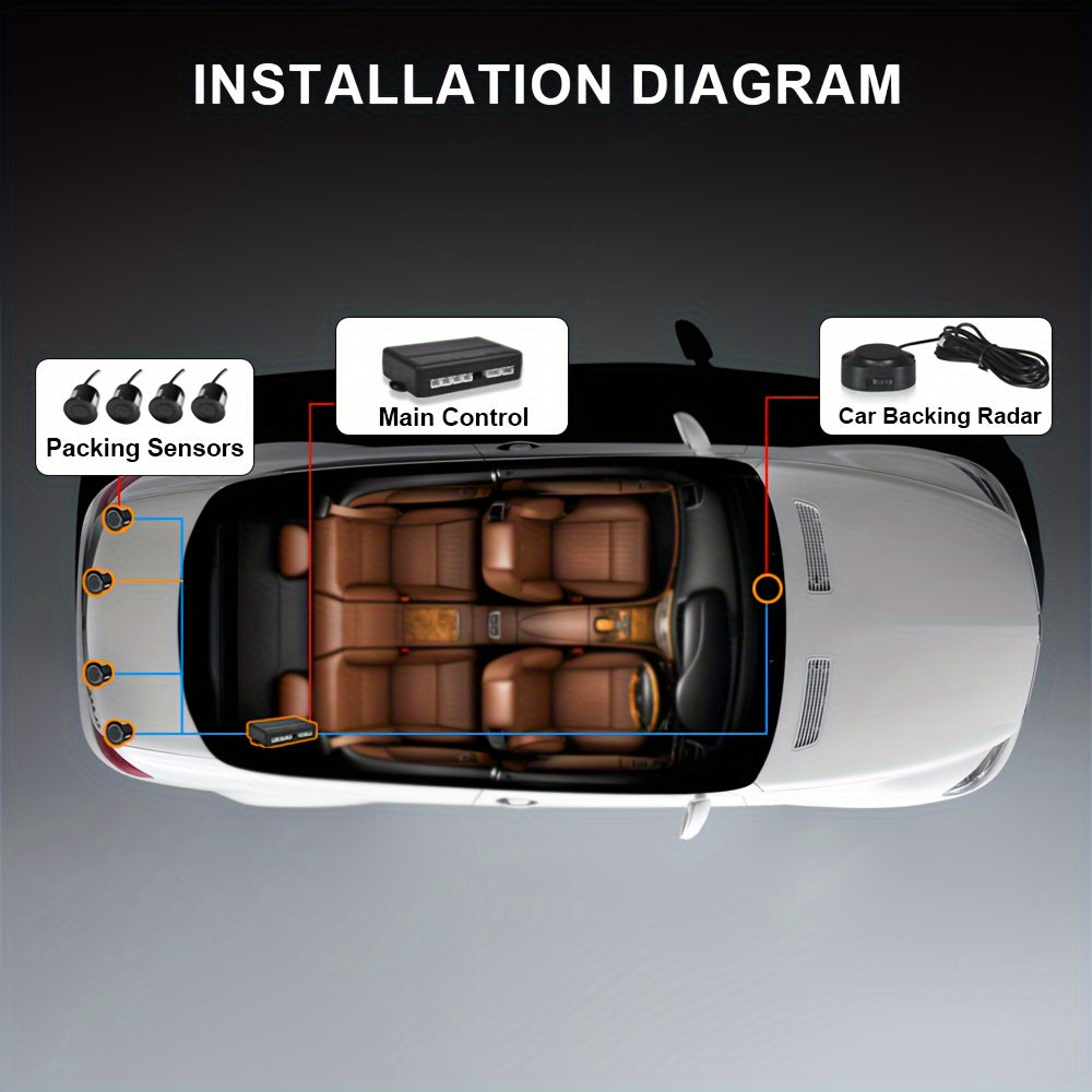 Sistema de radar sensor de reversa ultrasónico para coche con 4 sensores de aparcamiento colocados en la parte frontal