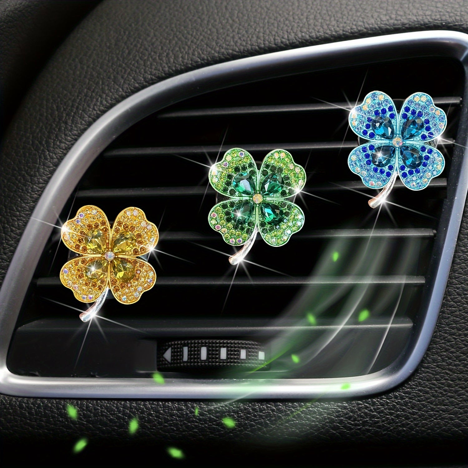 Ayollar uchun avtomobil havo tozalagichi, rhinestone, to'rt bargli toshbaqa dekor