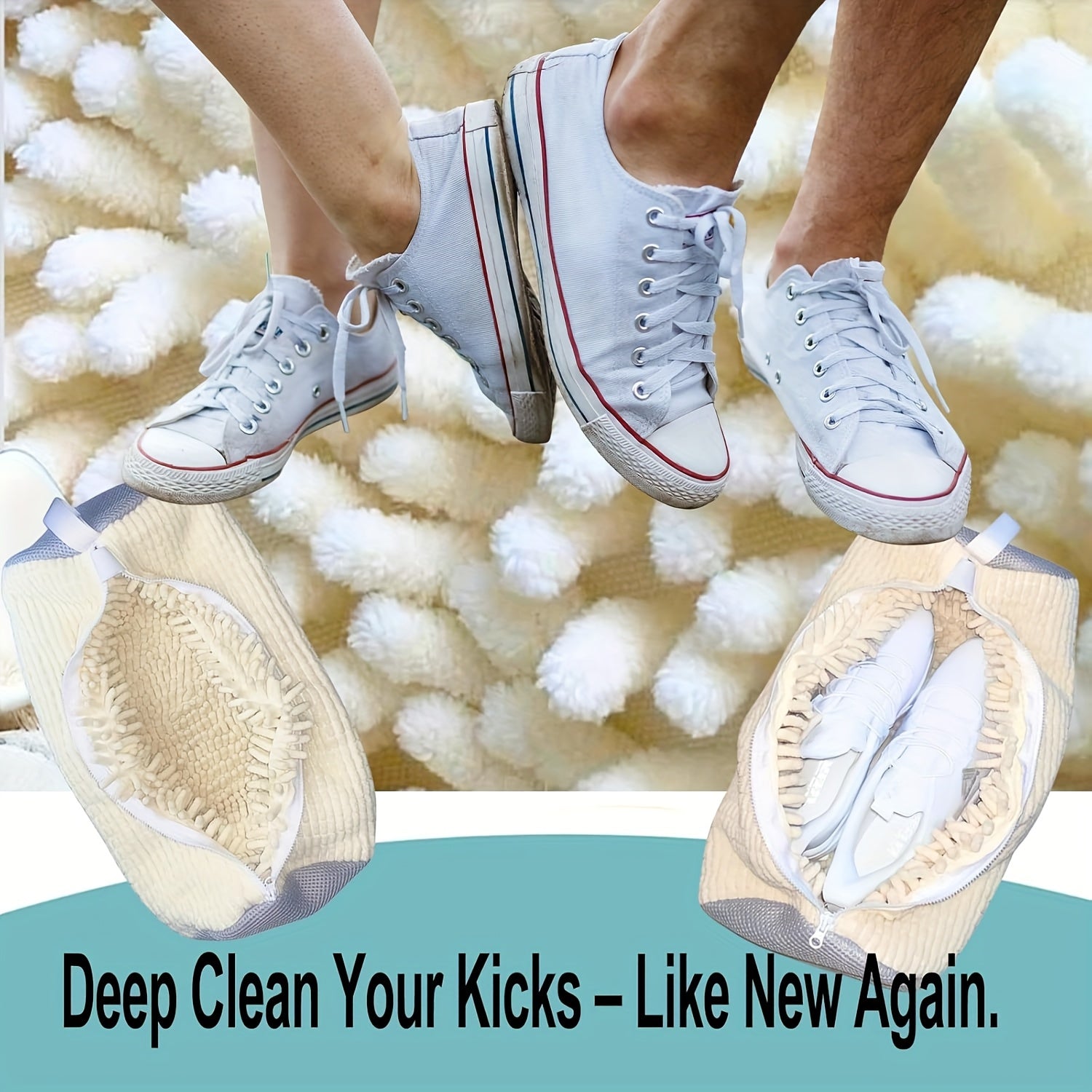 Unisex Reusable Shoe Washing Bag for Sports and Tennis Shoes White