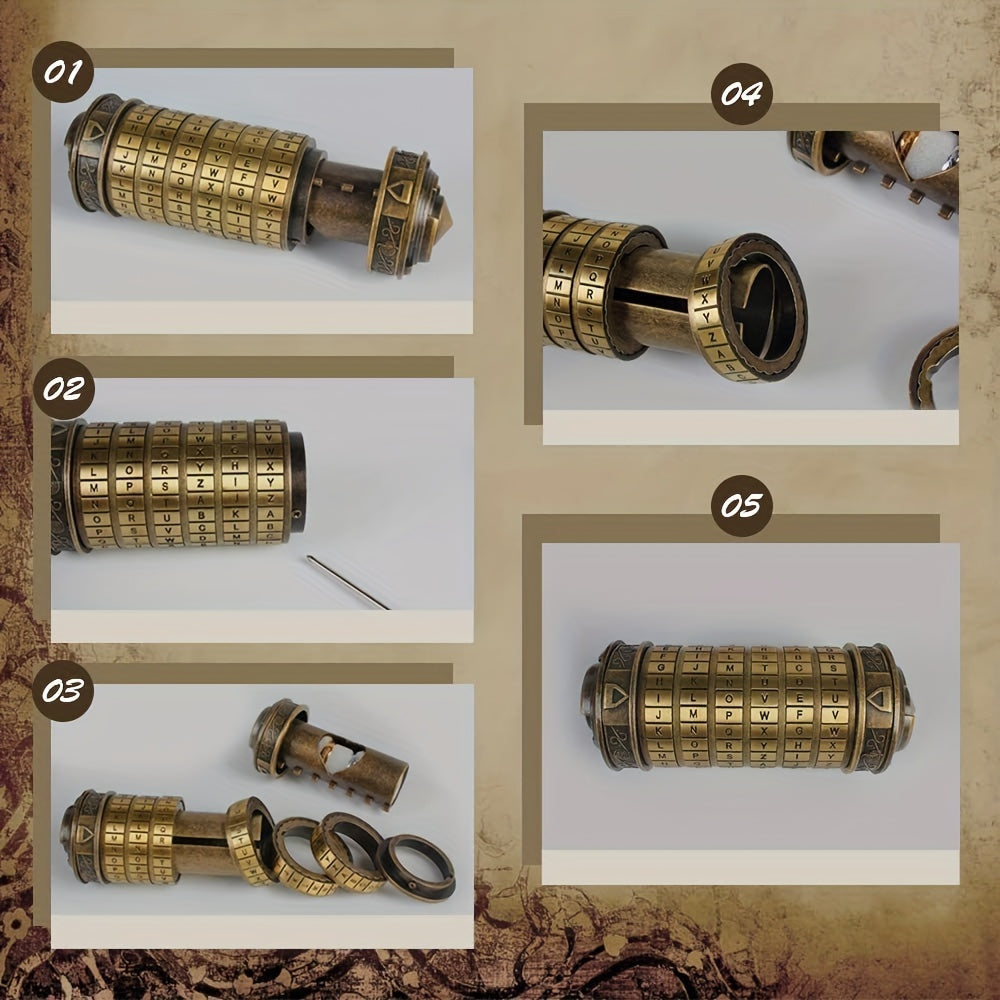 Metal Cryptex Puzzle Lock Safe for Valuables Jewelry Gift