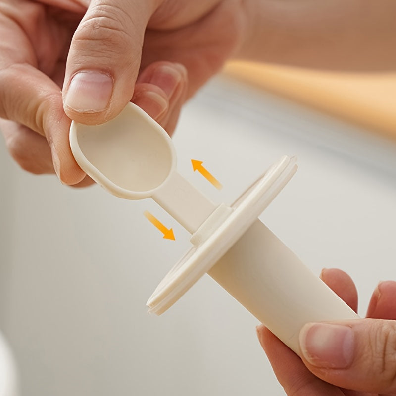 Envase de condimentos de plástico con cuchara, tapa retráctil a prueba de fugas, frasco transparente para almacenamiento en la cocina