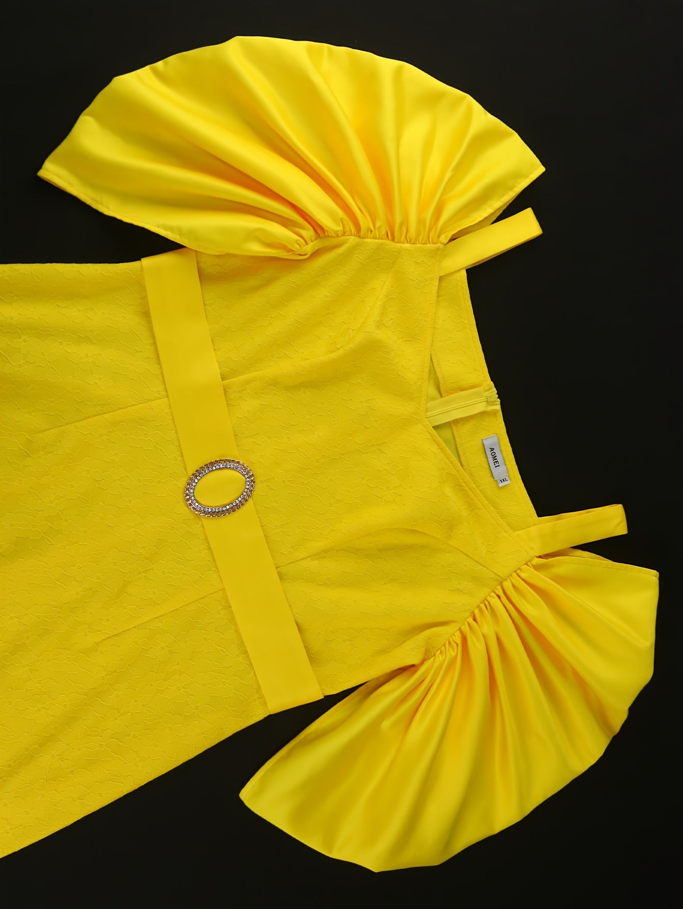 Women's Yellow Lace Off-Shoulder Dress with Petal Sleeves for Parties