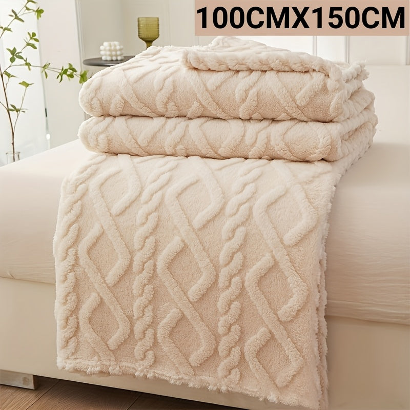 Lamb Fleece Blanket Soft Cozy Flannel Throw for Bed Couch Travel 100% Polyester