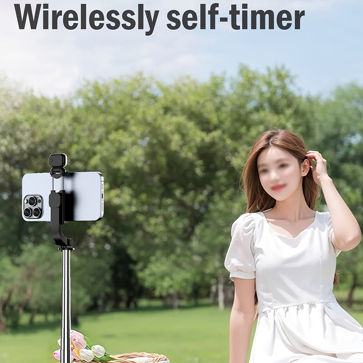 Extendable Selfie Stick with Tripod, Wireless Remote, Fill Light, Aluminum Alloy for iPhone and Android Smartphones