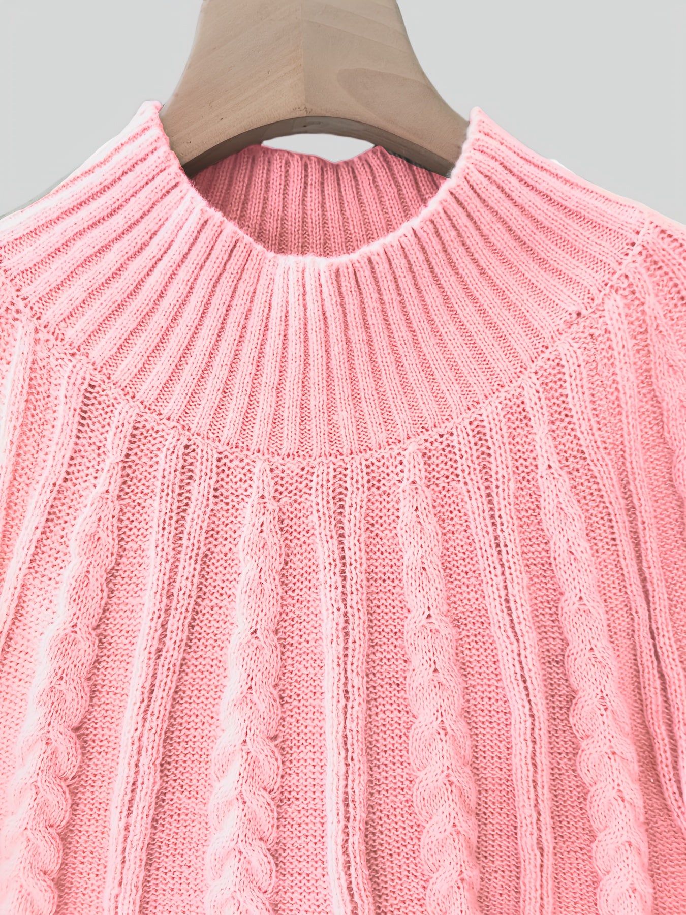 Plus Size Women's Red Cozy Long Sleeve Stand Collar Sweater