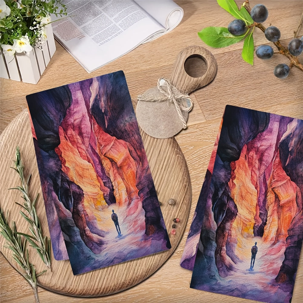 Set of 2 Ultra Soft Kitchen Towels 16x24 Inches Highly Absorbent Dish Hand Towels