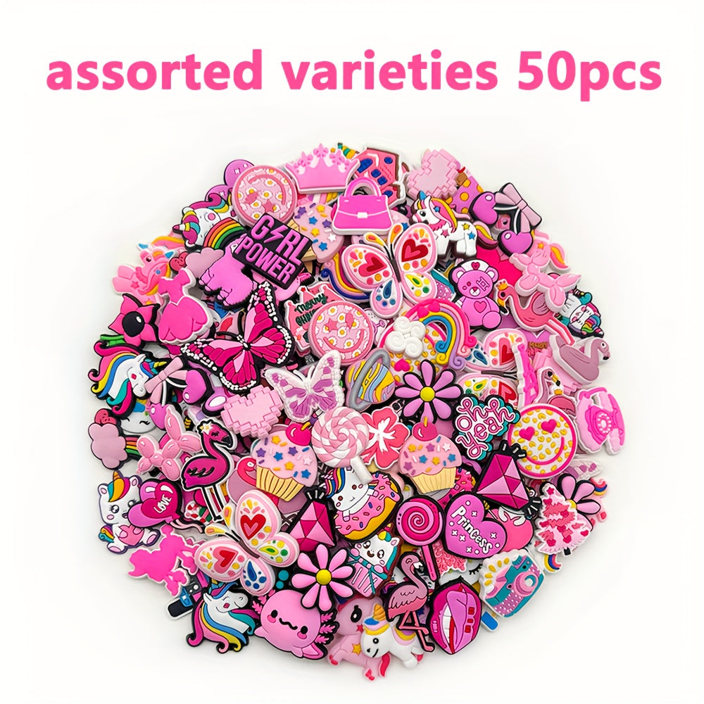 Pink Cartoon Shoe Charms for Girls PVC Animal Heart Shoe Accessories