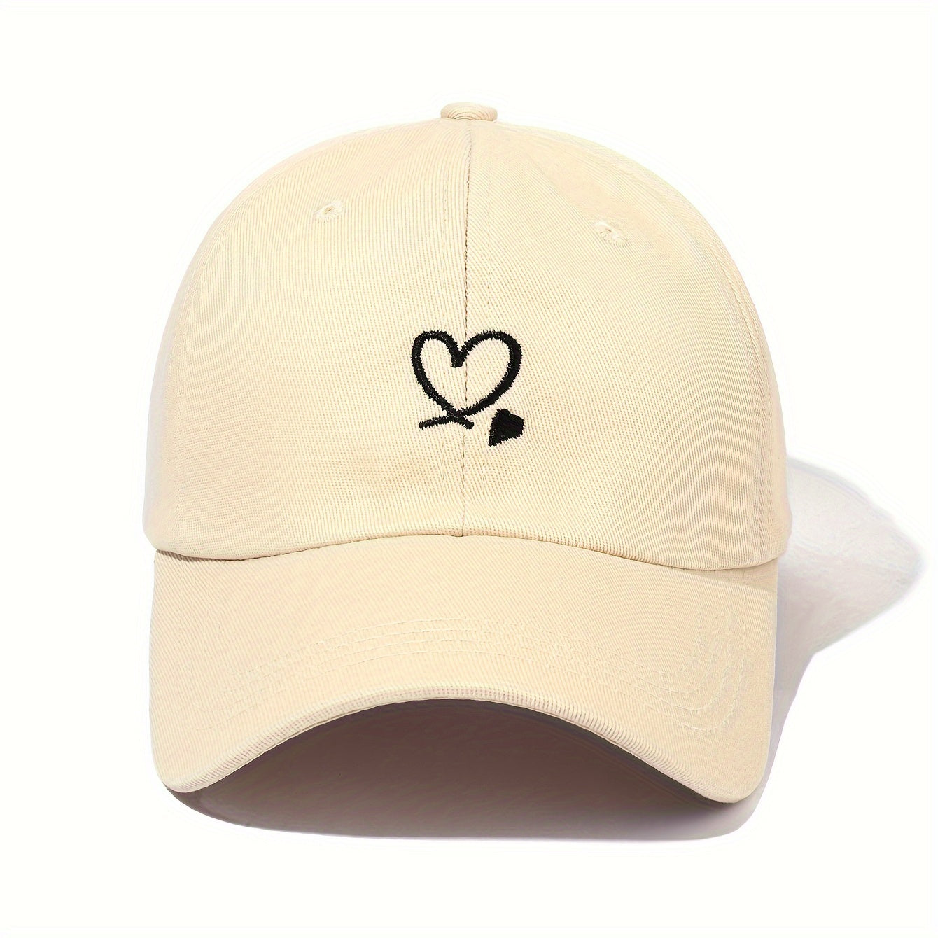 Women's Baseball Cap with Love Heart Embroidery Adjustable Sun Protection Breathable Outdoor