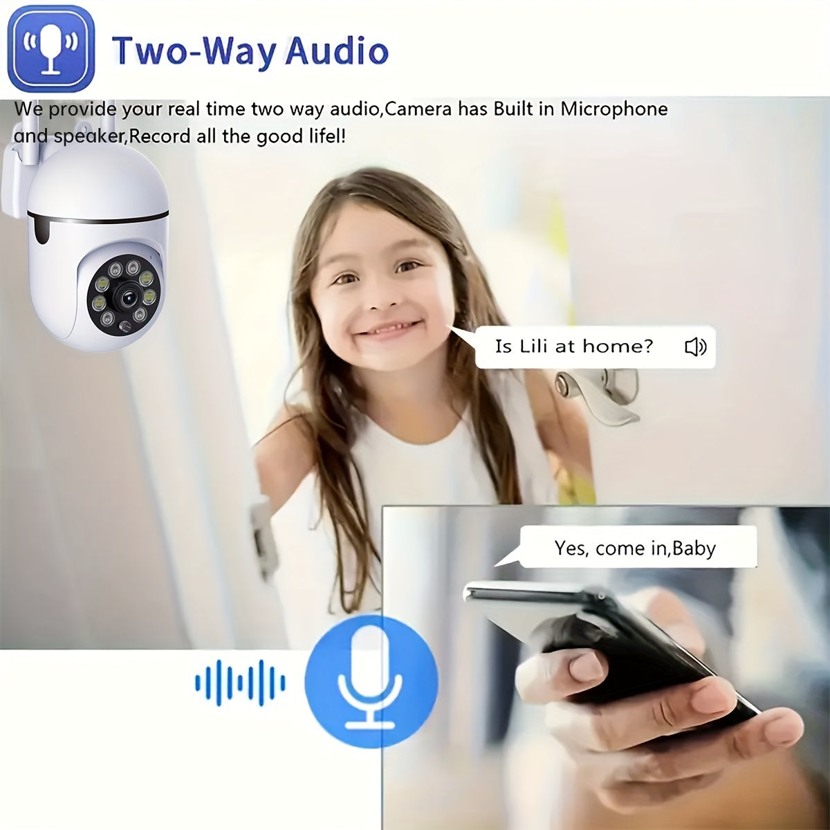 1080P HD WiFi Indoor Security Camera with Pan Tilt Zoom Two-Way Audio Night Vision