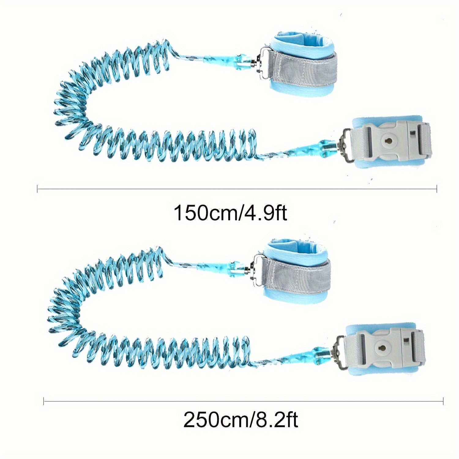Correa de seguridad para niños con reflejante, arnés anti-perdida, con cerradura de llave y silbato, azul