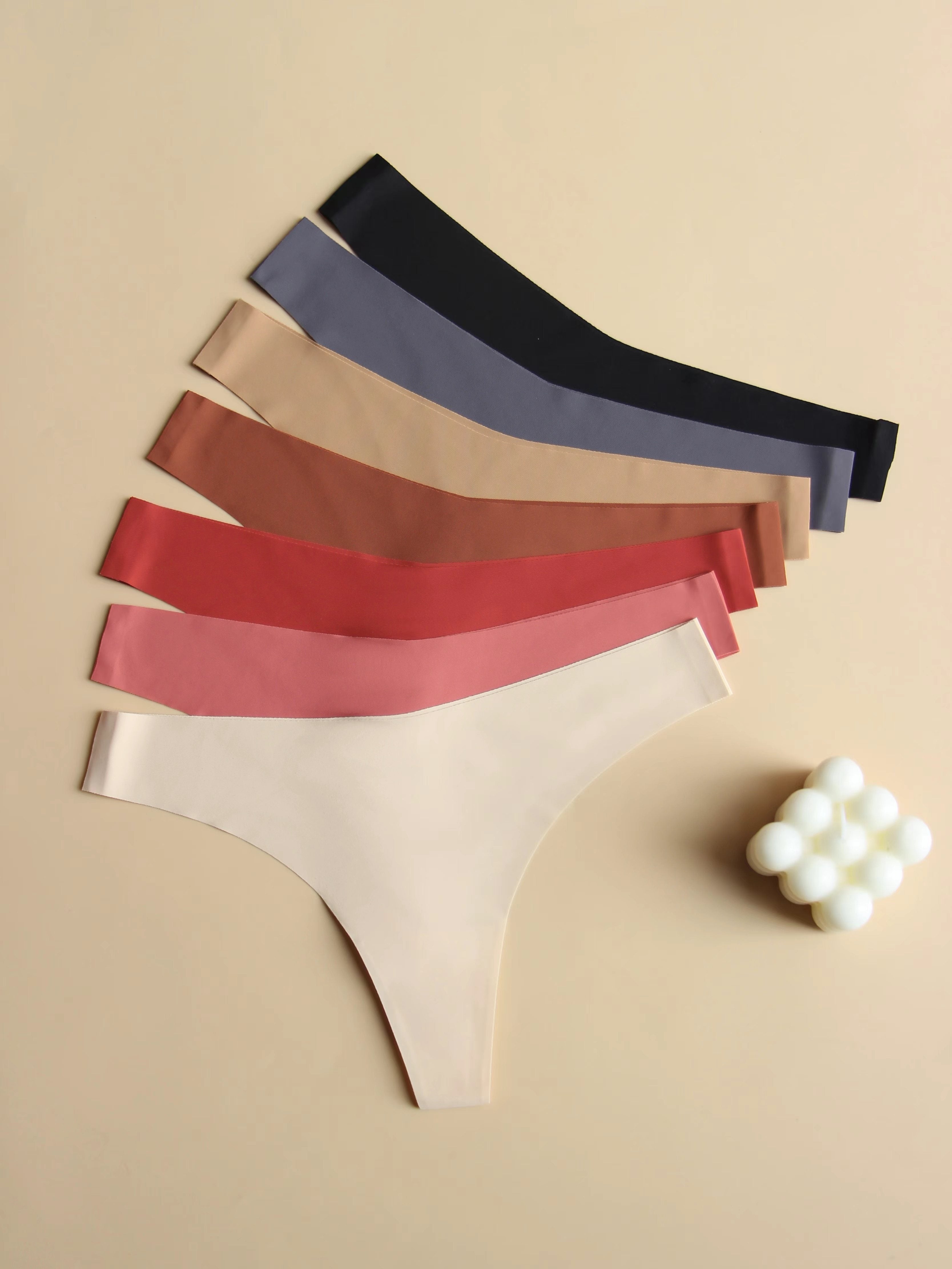 Conjunto de ropa interior sencilla de 7 piezas para mujer con estilo en V, transpirable y de tela suave, tangas hipster