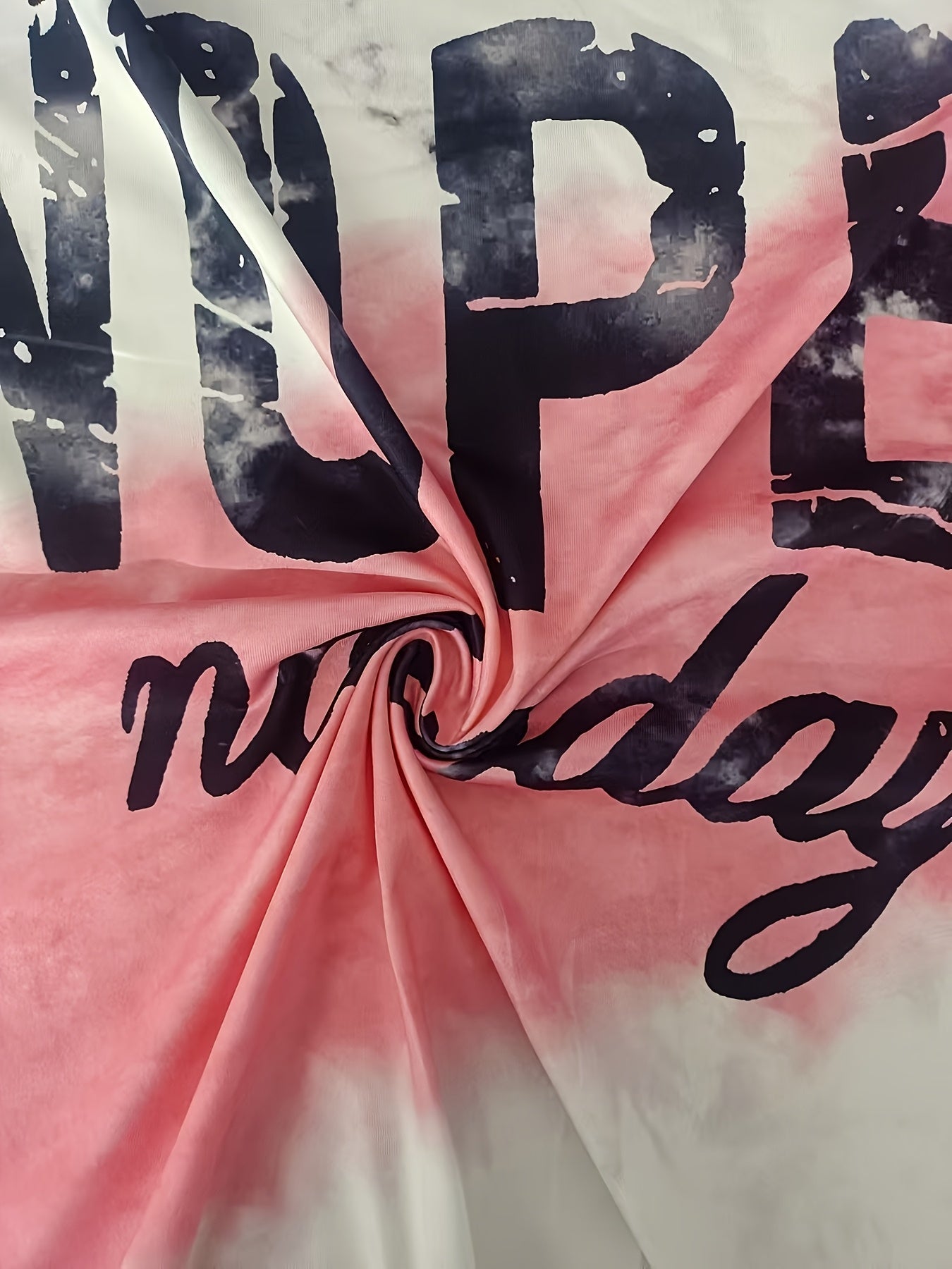 Plus Size Women's Graphic Tee Black White Tie-Dye Short Sleeve T-Shirt