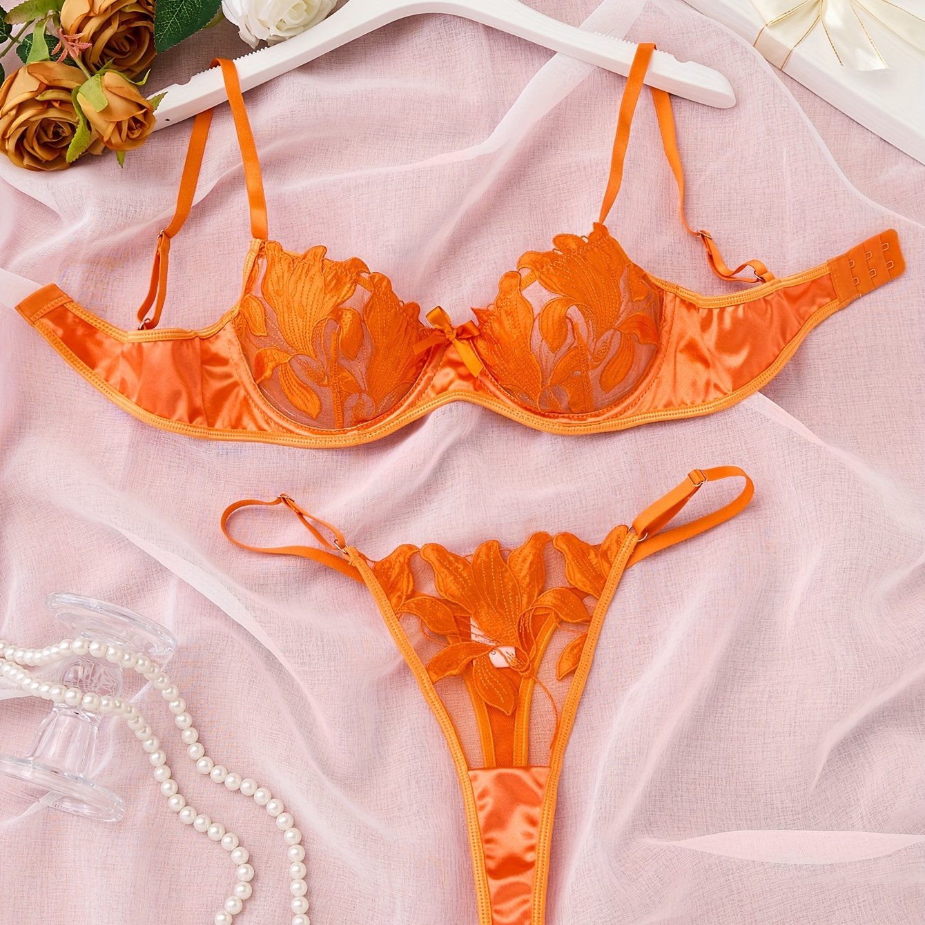 Women's Autumn Winter Lingerie Set with Push-Up Bra and Adjustable Thong