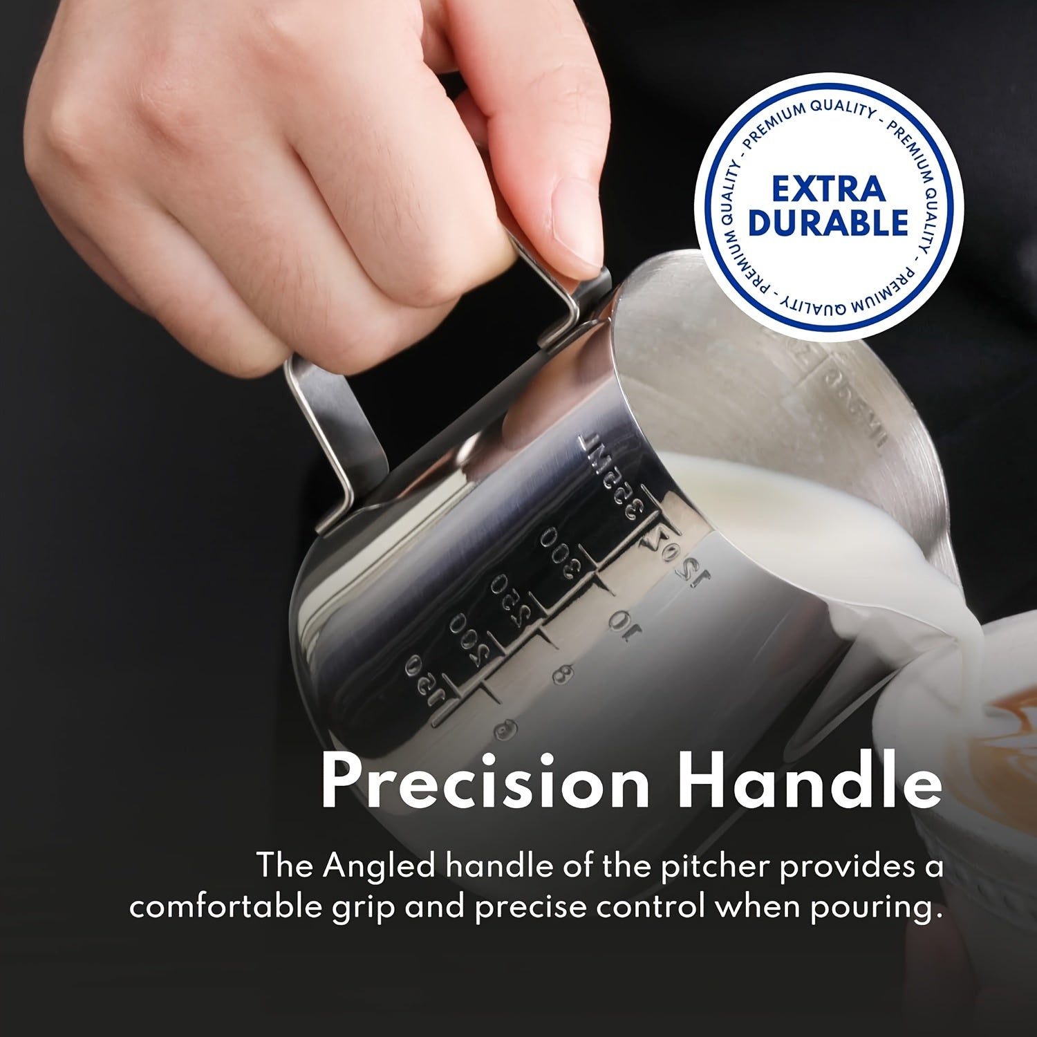 Stainless Steel Milk Frothing Pitcher 12/20 oz Commercial Espresso Tool