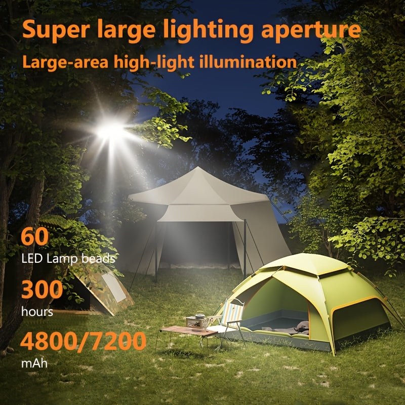 Linterna de camping LED recargable con base magnética, batería de litio de 4800mAh y 4 modos