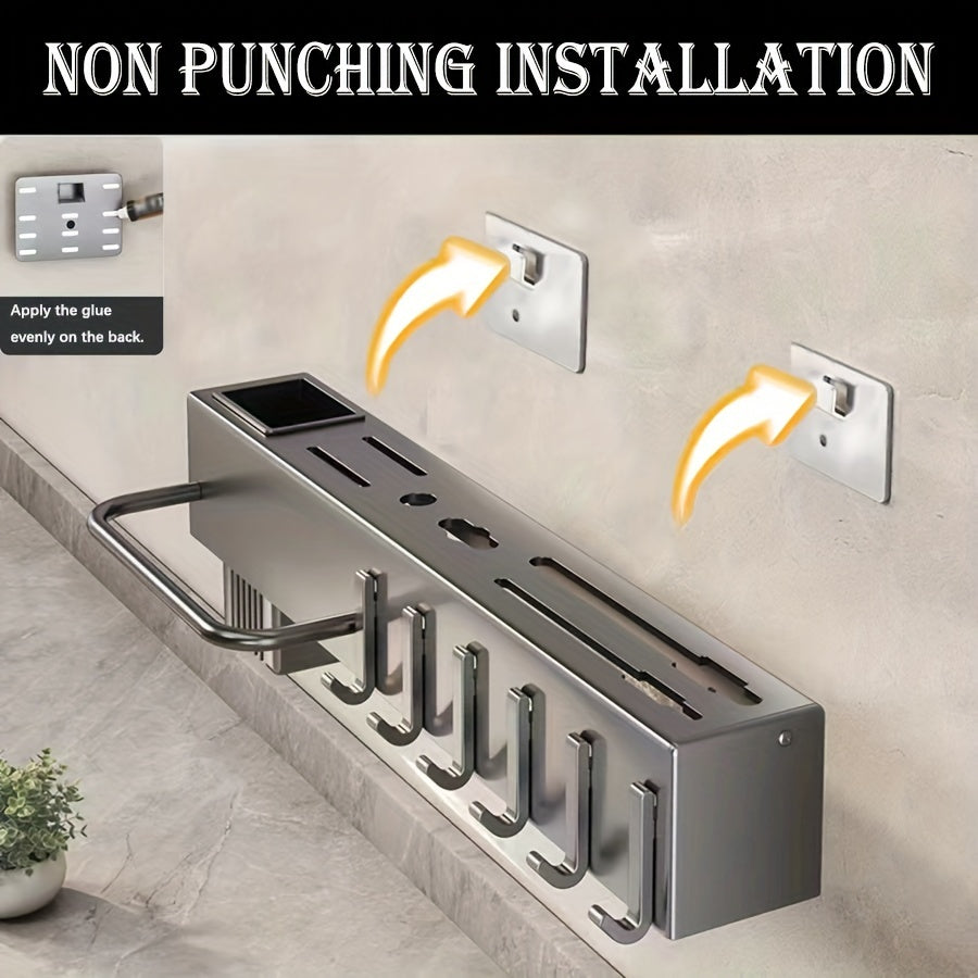 Soporte de cuchillos de cocina resistente para pared de acero al carbono, sostiene 12 utensilios