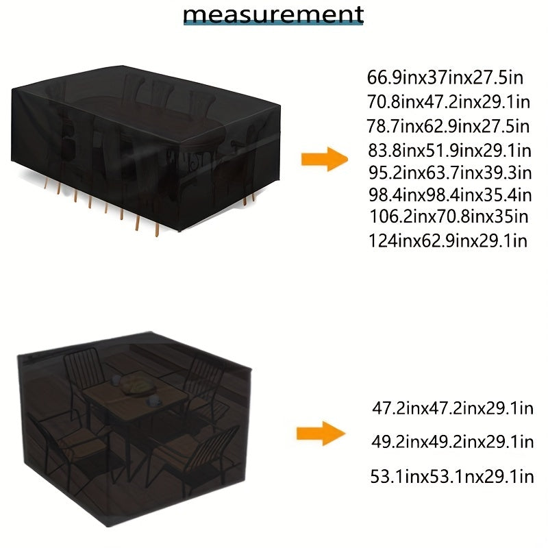 Waterproof Oxford Cloth Patio Furniture Cover Black All-Season Outdoor Dust Snow Frost UV Resistant