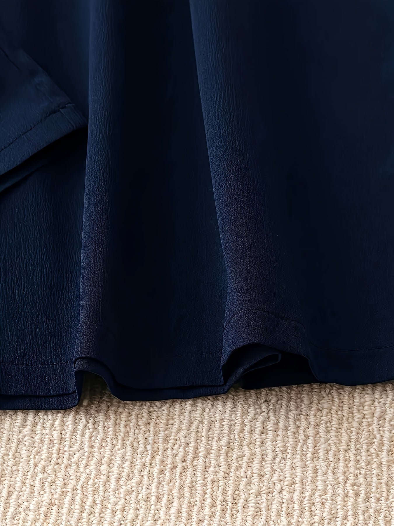 Women's Plus Size Straight-Leg Casual Pants Black Lightweight Polyester Wide Leg