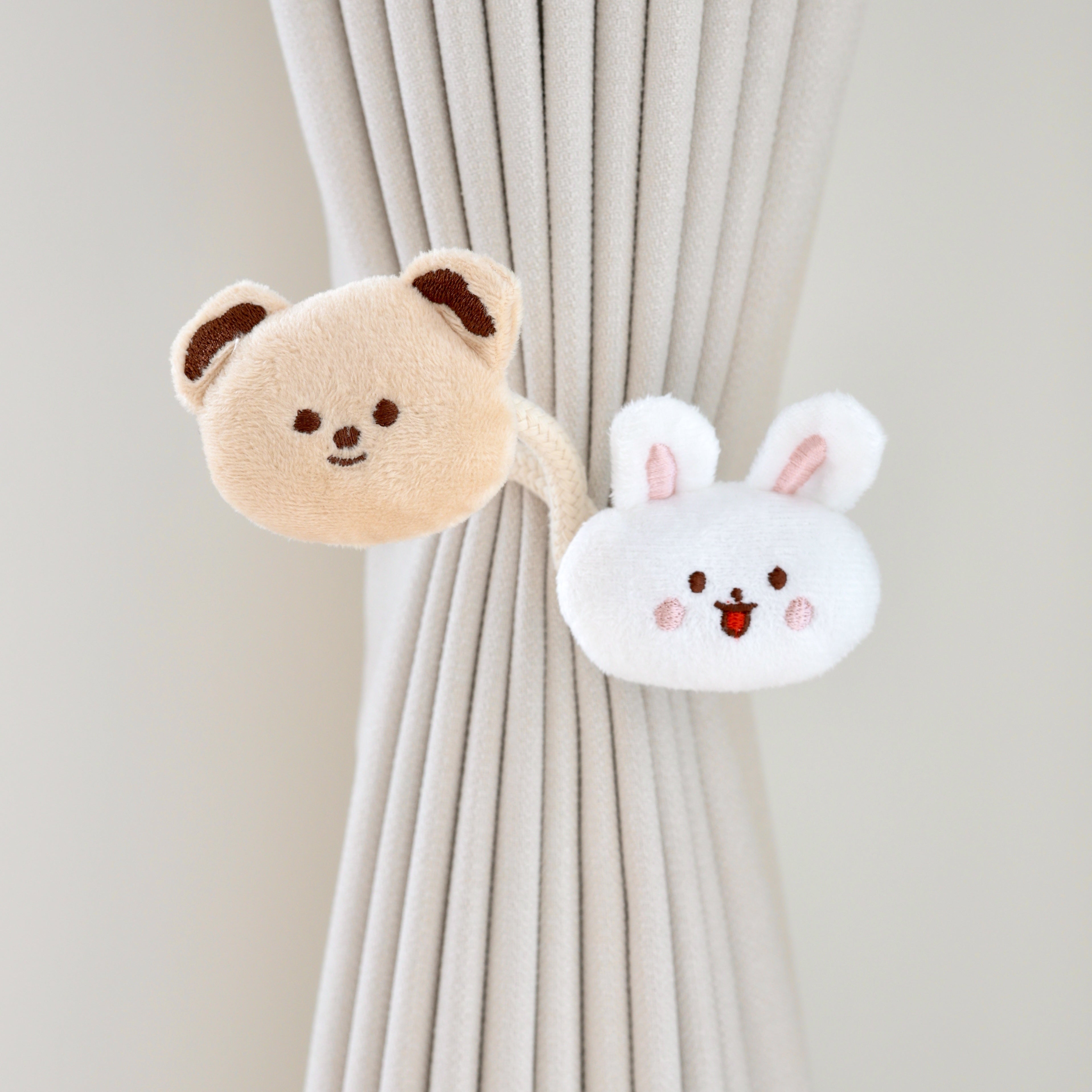 Children's Cartoon Curtain Tiebacks with Little Bear and Rabbit Design