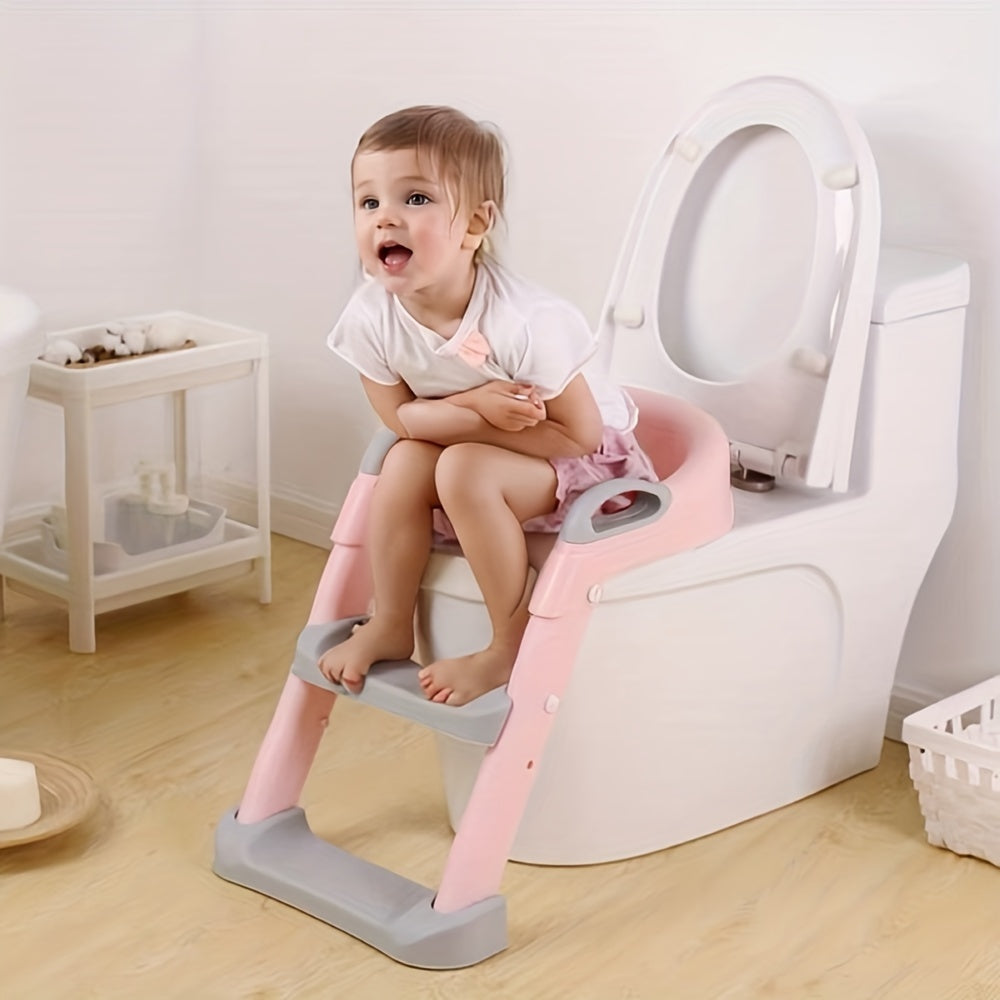 Asiento de inodoro para niños con escalera plegable para niños y niñas, asistencia en el baño para bebés