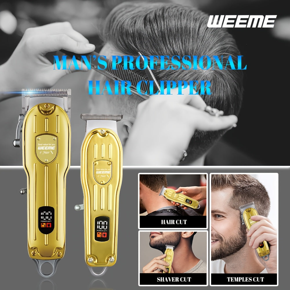 2pcs Electric Hair Clipper Kit for Men Cordless Rechargeable Trimmer