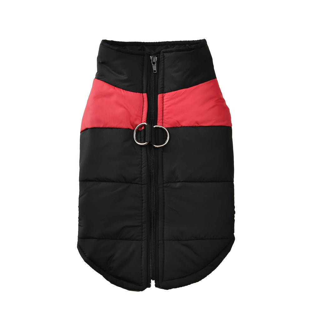 Windproof Winter Dog Jacket for Medium Breeds Polyester Zippered Warm Outdoor Apparel