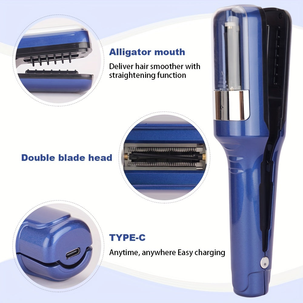 Electric Hair Trimmer with Split End Cutter Dual Blade Head USB Rechargeable Type-C Charging