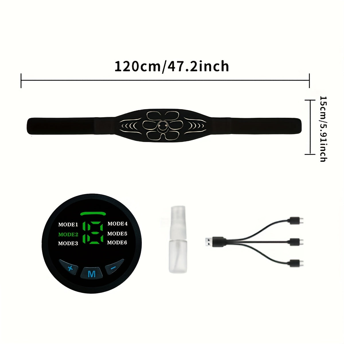 Набор массажных поясов EMS с 6 режимами, 18 уровнями интенсивности, перезаряжаемый через USB, для полного расслабления тела