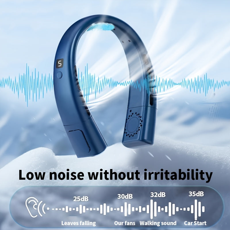 Portativ va Jim Ikki Turbo USB Bo'yin Ventilyatori, Kuchli Havo Oqimi, 5 Tezlikda Sovutish, Uzoq Batareya Hayoti - Sport, Sayohat va 2025-yilda Maktabga Qaytish uchun Mukammal