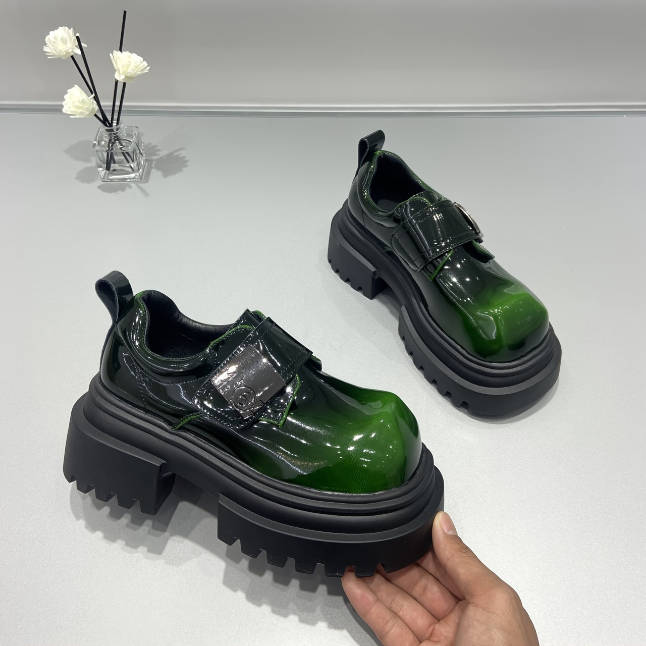 Women's Leather Penny Loafers Thick Sole Height-Increasing Shoes