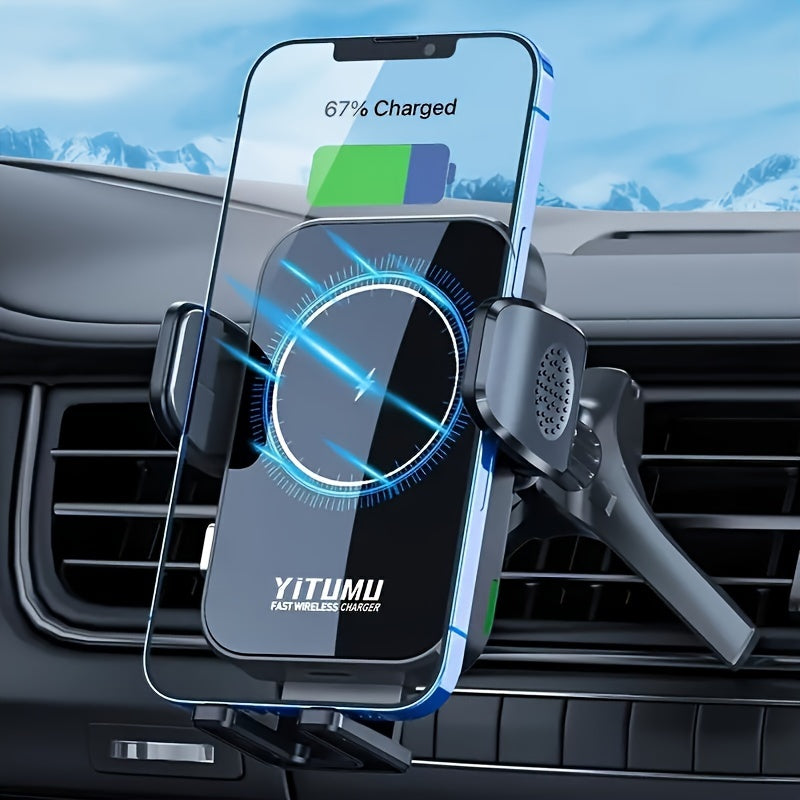 Wireless Car Charger 15W Qi Fast Charging Dashboard Phone Holder for Smartphones