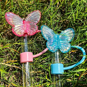 Silicone Butterfly Straw Toppers Set of 3 for 30 and 40 Oz Tumblers Reusable Drinking Straw Caps for Holidays and Parties