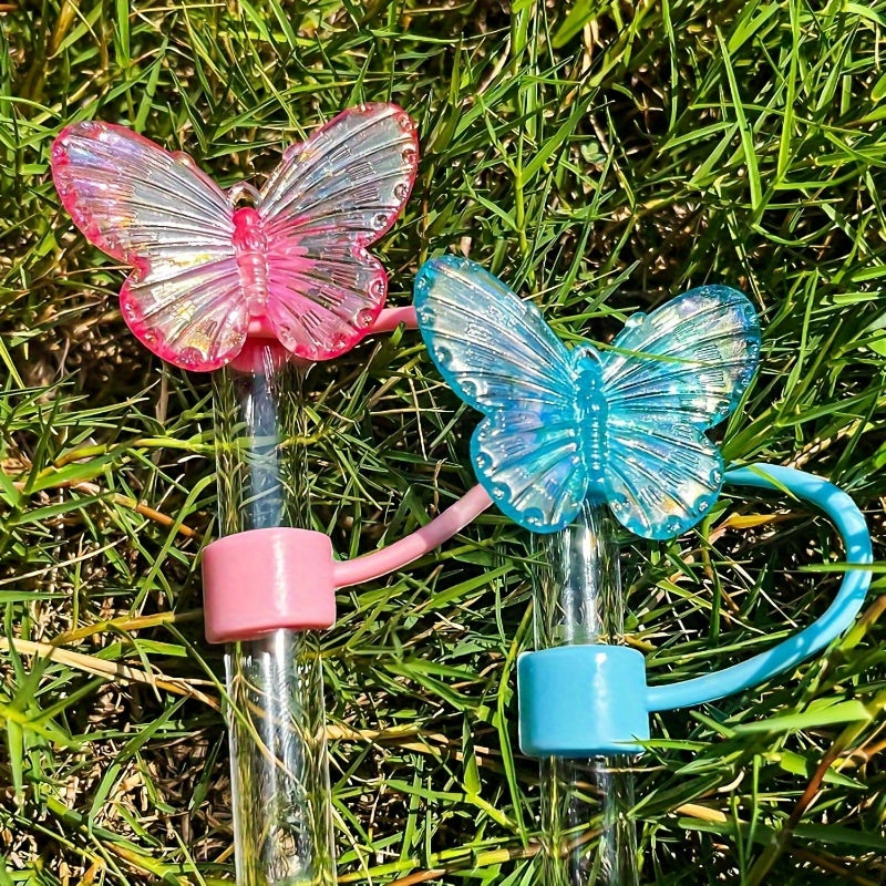 Silicone Butterfly Straw Toppers Set of 3 for 30 and 40 Oz Tumblers Reusable Drinking Straw Caps for Holidays and Parties