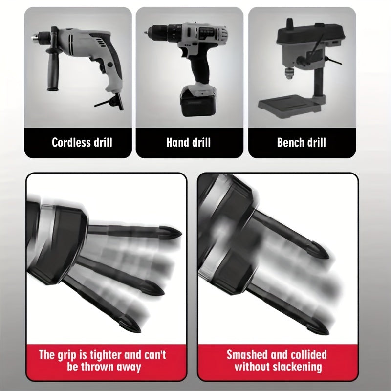 5pcs Hex Shank Cross Reaming Drill Bits for Glass Ceramic Woodworking 3/4/5/6/8mm