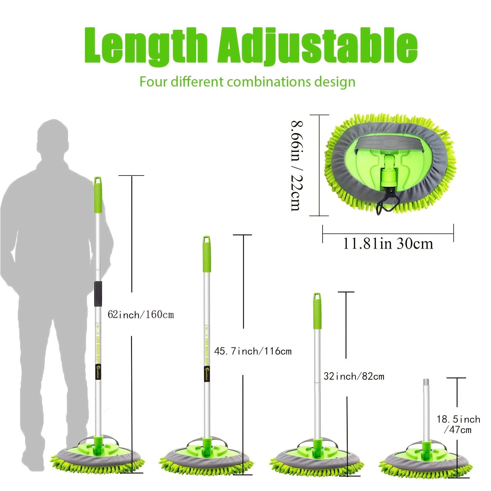 Набор щеток для мойки автомобиля с длинной ручкой 157,48 см, без царапин, для машин, грузовиков, внедорожников, жилых домов на колесах