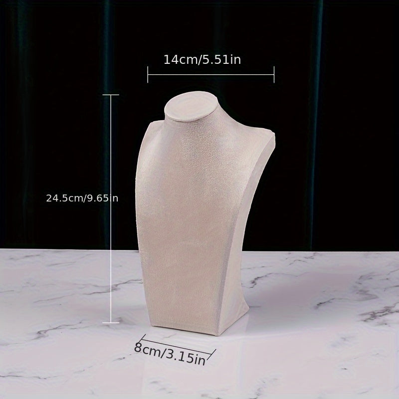 Zargarlik buyumlarini namoyish qilish uchun taqinchoqlar va zanjirlar uchun stand, guruch rangli velvettan tayyorlangan, H-shaklidagi portret modeli