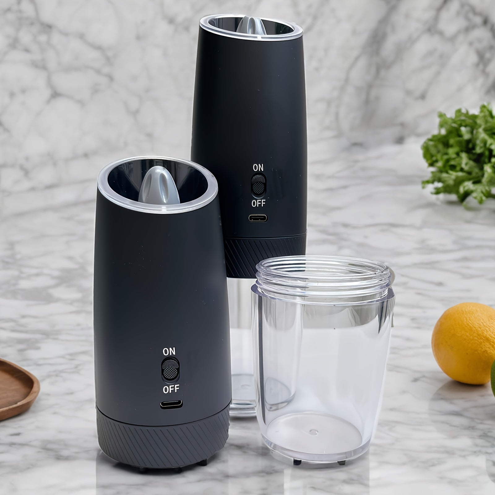 2-to'plamli qayta tiklanadigan elektr qalampir va tuz maydalagich to'plami, tortishish bilan sezgir LED chiroq, USB zaryadlash, 5000 RPM