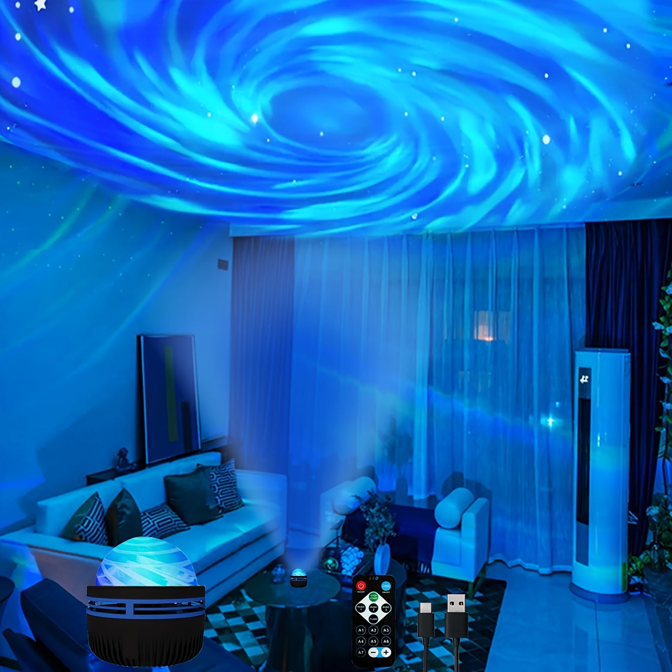 LED Night Light with Remote Control, Color-Changing Star Projector for Bedroom and Party