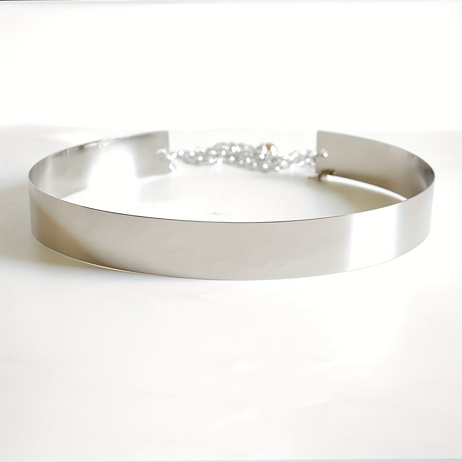 Women's Polished Iron Wide Belt with Shimmering Shine Elegant Metal Girdle