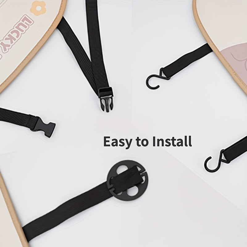 Bolsa de almacenamiento trasera para asiento de coche con diseño de dibujos animados, organizador multifuncional con cojín