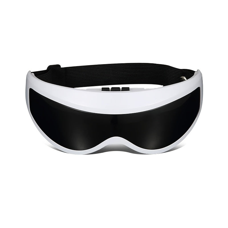 White Portable Electric Eye Massager with Vibrating Eyemask Adjustable Headband No Battery Required for Home Use