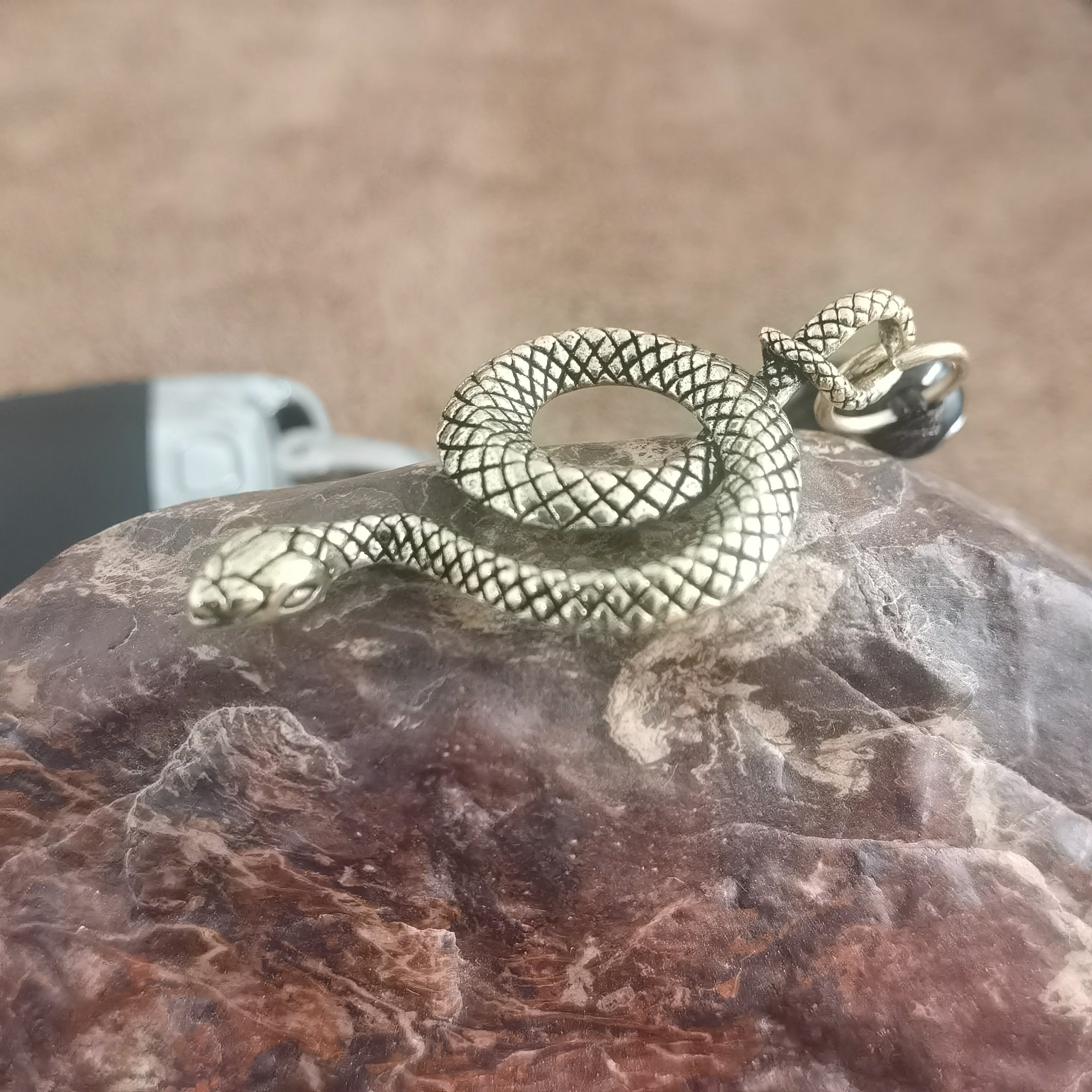 Brass Snake Keychain for Men Stylish Car and Bag Accessory